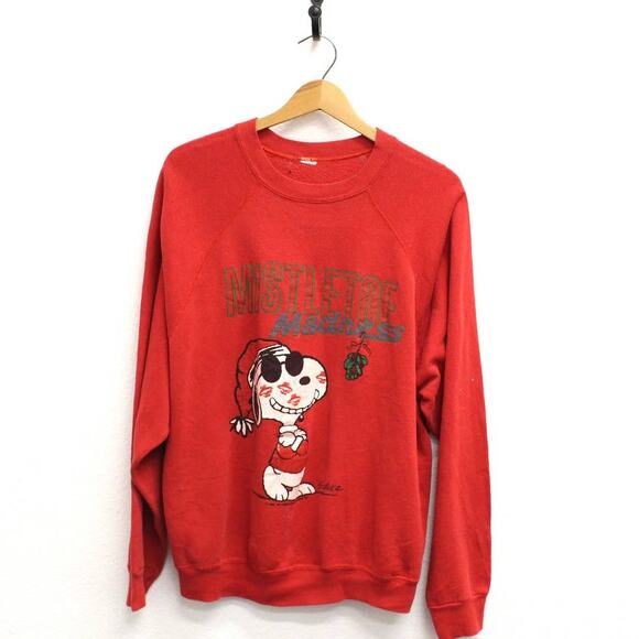 Vintage Snoopy Mistletoe Madness Christmas Holiday Sweatshirt XXL 2X - Picture 1 of 4